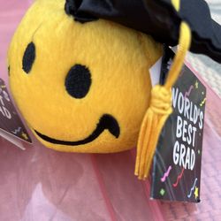 Set Of 4 WORLD'S BEST GRAD Graduation Gift Smiley Face Plush Dan Dee NEW NWT to: from:Tag