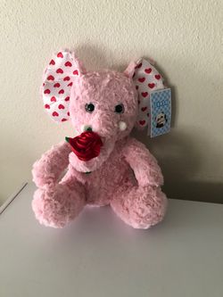 Stuffed animal toy elephant hearts valentine