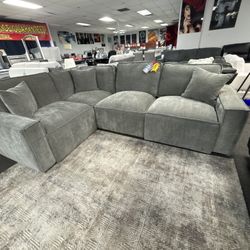 Power Reclining Gray High Performance Microfiber Sectional 