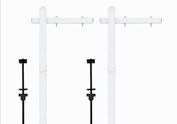 Qikdesign Vinyl PVC Real Estate Sign Post 6' Tall (Connected Type), White Realtor Yard Sign Post With Flat Cap For Open House, 36" Arm Holds Up To 24"