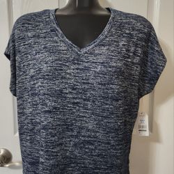 Time & Tru Women's Pullover Sweater Cap Sleeve Blue Top Sz S (4-6) NWT 
