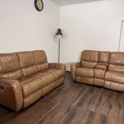 Leather Recliner Couch Set