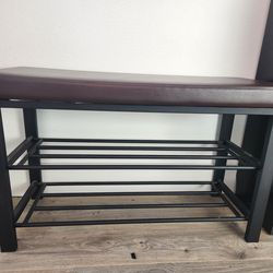Entry way bench with shoe storage