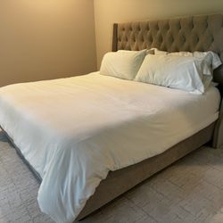 King Upholstered Bed Frame Gray