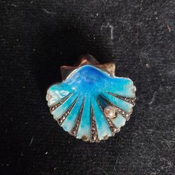 Sterling Silver Alice Caviness Scallop Shell Pearl Brooch 