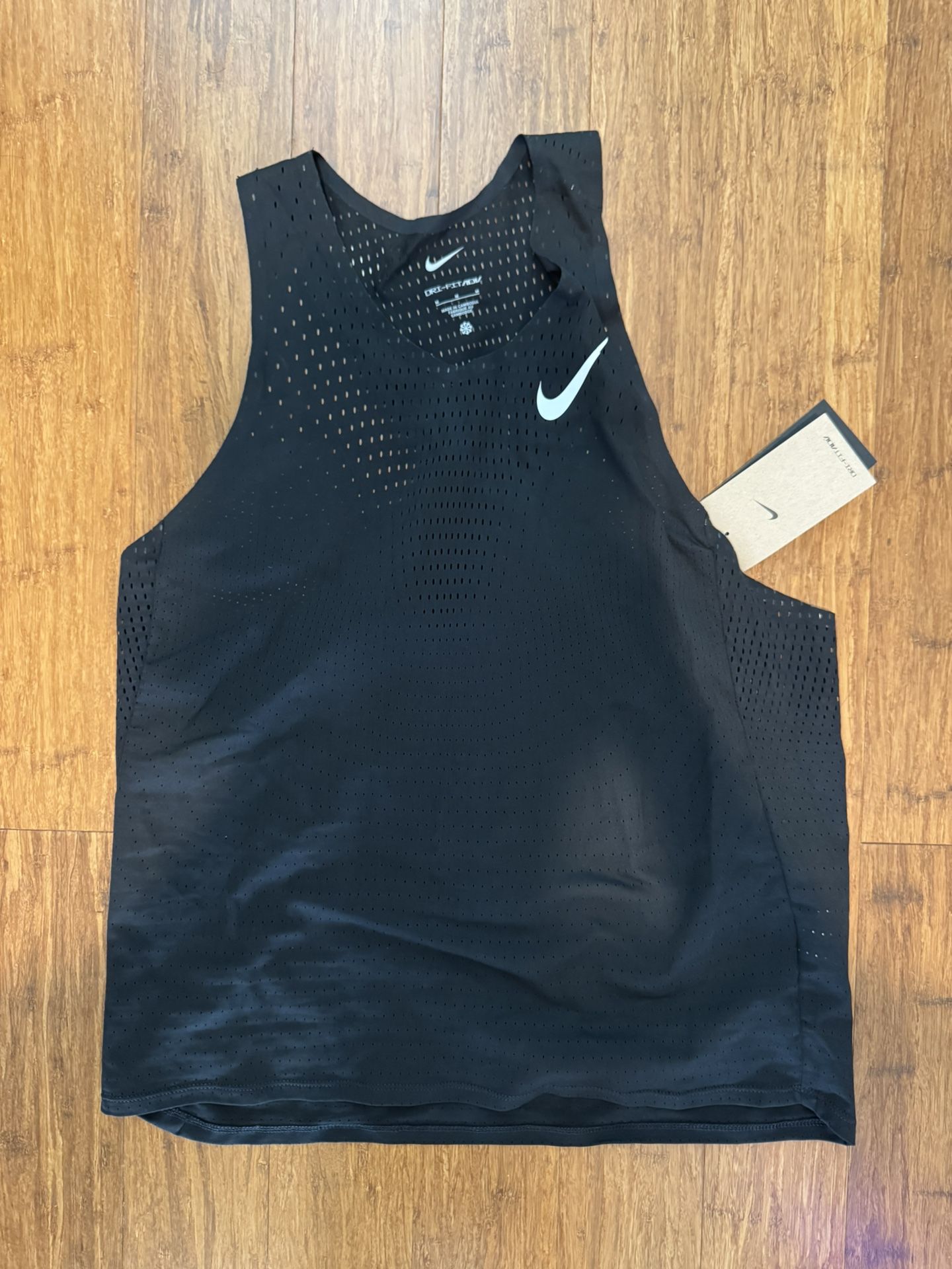Nike Dri-Fit ADV Aeroswift Black White Track Running Singlet Size M