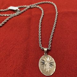 San Judas 925 Silver Pendant With Chain 
