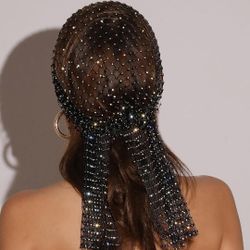 Mesh Rhinestone Headbands Glitter Fishnet Diamond Headpiece Sparkly Rave Hollow Fashion Hair Accessories