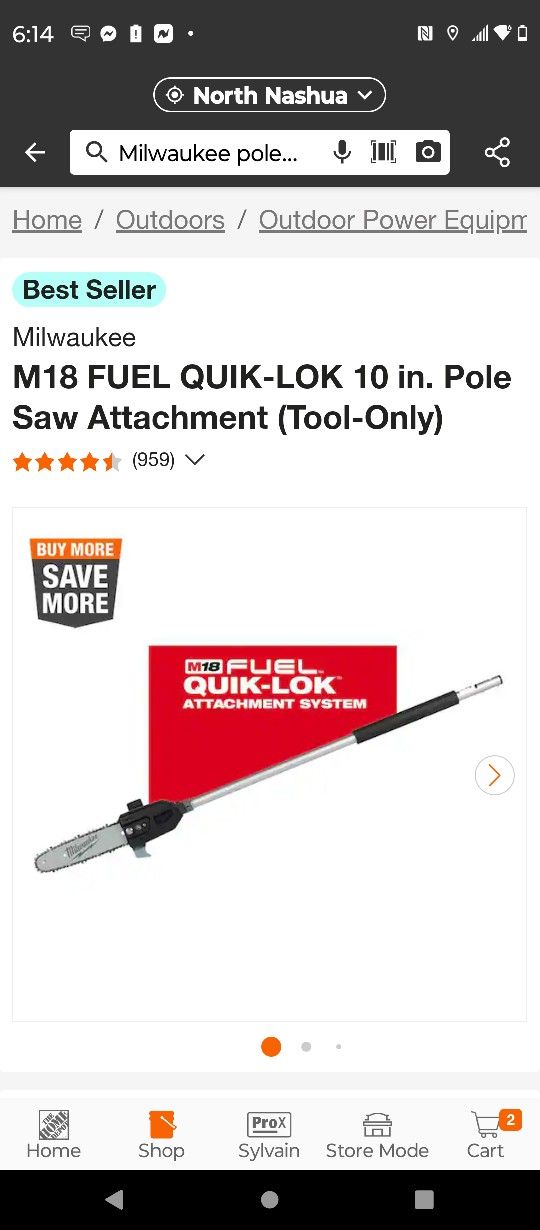 Milwaukee M18 10" Pole Saw Attachment 