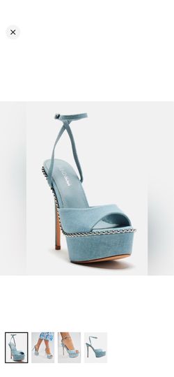 Denim heels platforms fashion nova