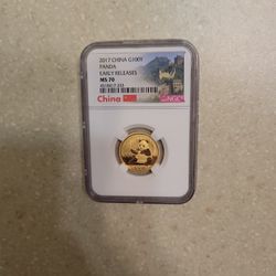 2017 Panda 8 Grams 999.9 Gold Coin.  Graded 