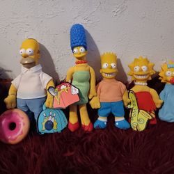 Vintage From 1990 The Simpsons Burger King Plush Set Complete