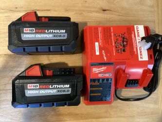2 Milwaukee M18 HIGH OUTPUT 8.0 Batteries And  M18 Charger.  Brand NEW.  NUEVO