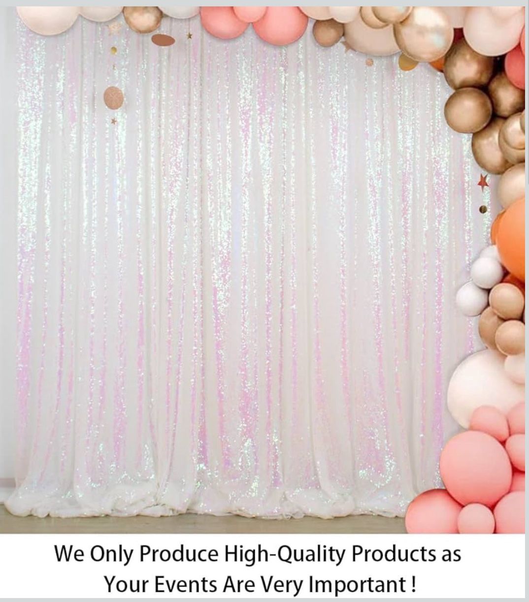 ShinyBeauty Sequin Backdrop Curtain 5FTx7FT Iridescent White Sequin Photo Booth Backdrop Window Curtain DIY Wedding Backdrop Shimmer Backdrop Baby Sho