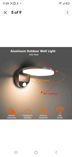 Angestlite Motion Sensor Outdoor Wall Light 18W 1980LM Black Round LED Porch