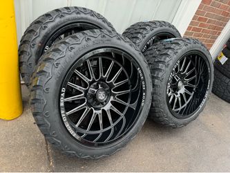 NEW 22x12 gloss black edge Offroad wheels wrapped in 33x12.50r22 rbp tires