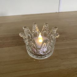 Glass Crown Tea Light Candle Holders