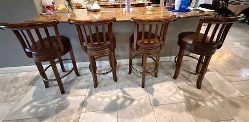 Solid Wood/Real Leather Barstools