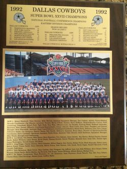 1992 Super Bowl Champion Dallas Cowboys Roster complete with player names Plaque