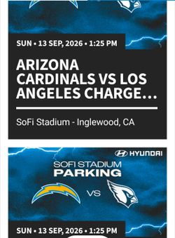 Chargers vs Cardinals two tickets + parking