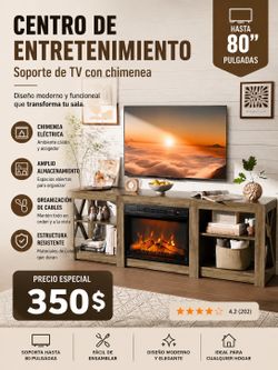 🔥 Centro de Entretenimiento con Chimenea Eléctrica – $350 🔥