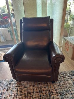 Brown leather recliner