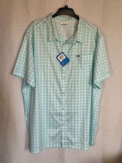Columbia PFG Mens 5XT Omni-Shade Gingham Vented Short Sleeve Button Up Shirt NWT