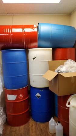 Metal and plastic drums sealed renewed 8 available first come first serve