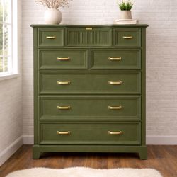 The Coronado Olive – Fluted Gold Detail Dresser