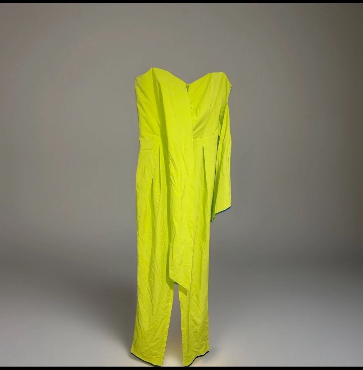 Mustard Seed Neon Green Strapless Jumpsuit Woman’s Size M zipper Back ..(#19)