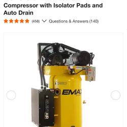 80 Gal. 7.5 HP 3-Cylinder 1-Phase 175 PSI Silent Air Electric Air Compressor with Isolator Pads and Auto Drain