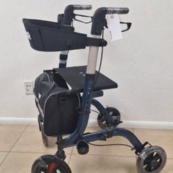 Rollator Walker with Seat. Walkers for Seniors. 10" Rubber Wheels