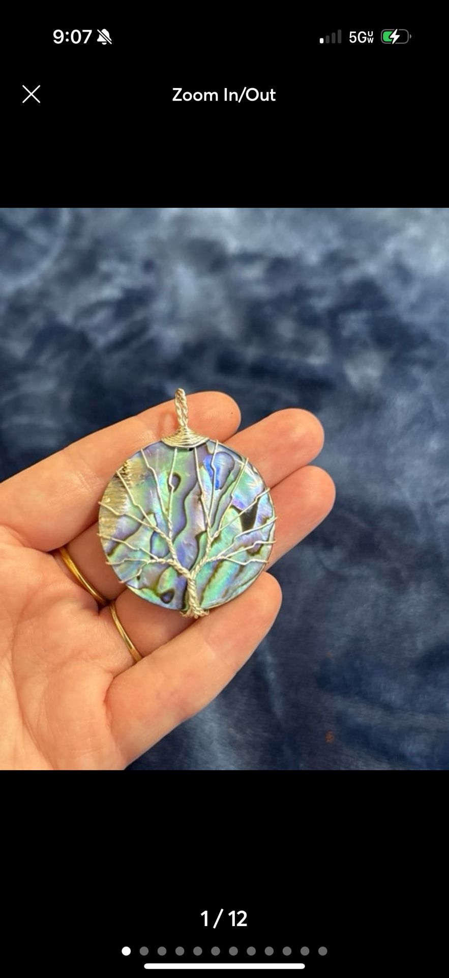 wire wrapped Abalone Shell Pendant