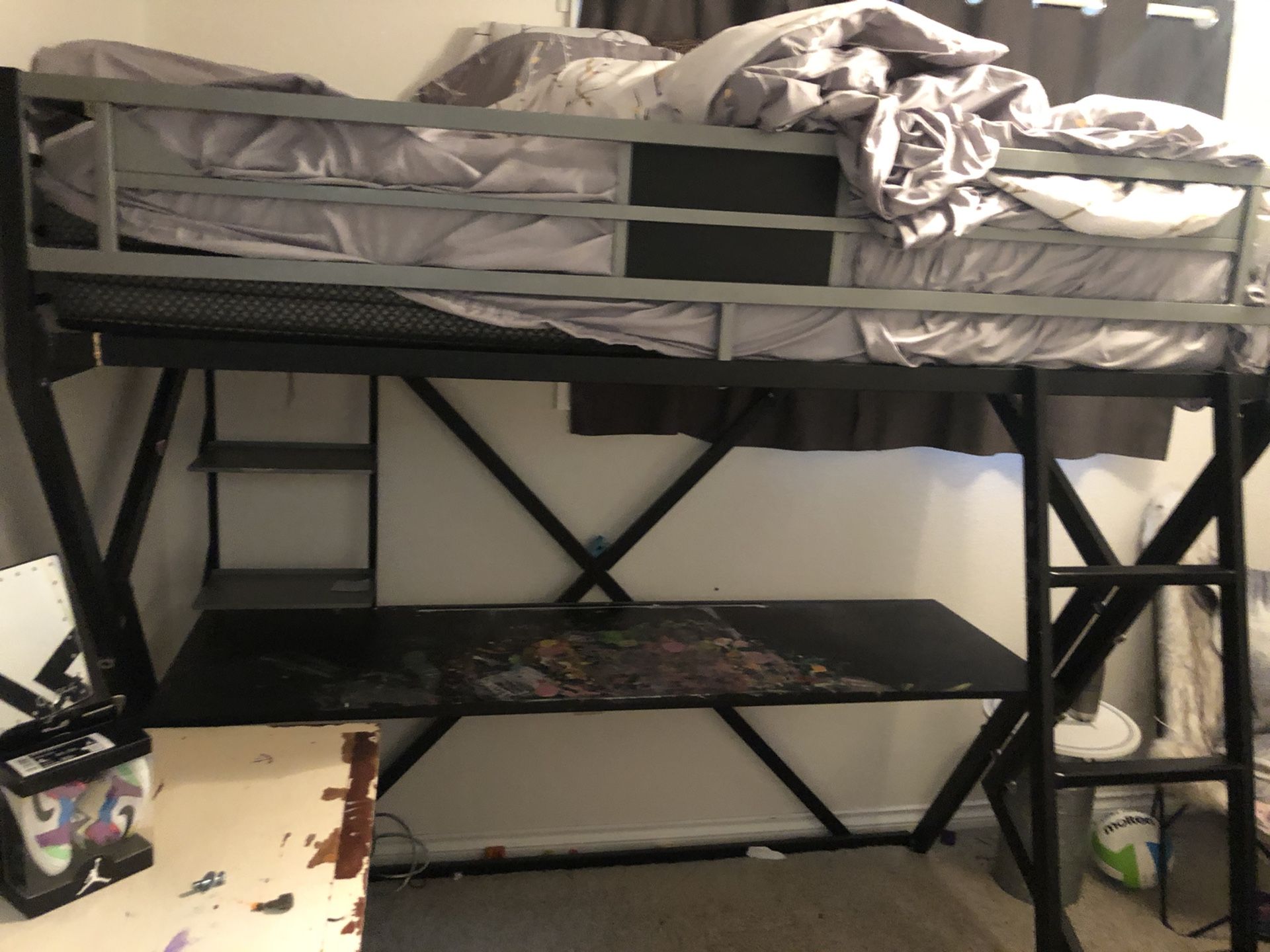 Bunk bed with desk