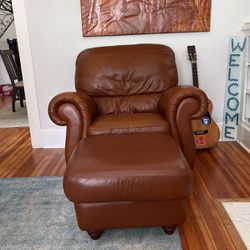 Brown Leather Sofa and Chair w/ottoman 