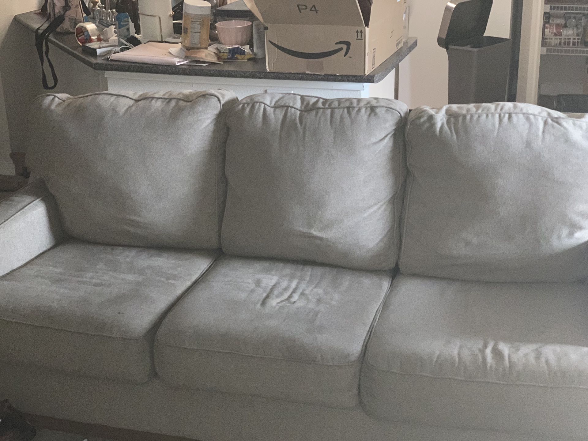 Tan/Grey couch & loveseat set (also can be sold separately)