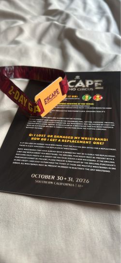 Escape 2 Day GA Wristband