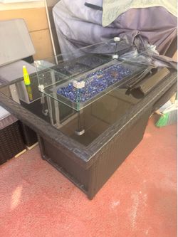 Patio fire pit with sectional  ￼