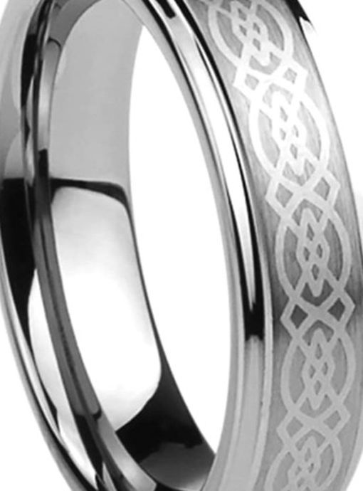 Prime Pristine 6mm Mens/Womens Titanium Wedding Band Ring Laser Etched Celtic Knot Design Band Ring