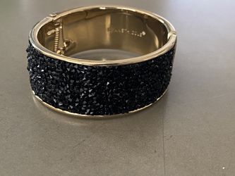 Kenneth Cole black stone and gold hinge bangle bracelet