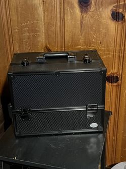 Estuche de maquillaje profesional de 14' x 10.5'x „9' 4 bandejas grandes, con correa para el hombro