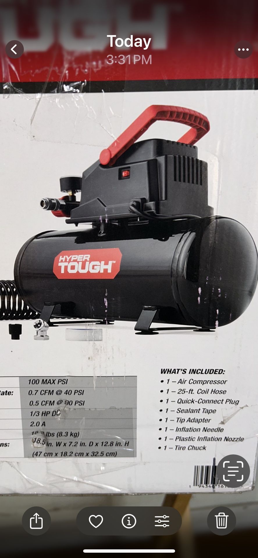 HYPER TOUGH 3 GAL AIR COMPRESSOR KIT CHECK OUT MY PROFILE FOR MORE GREAT ITEMS
