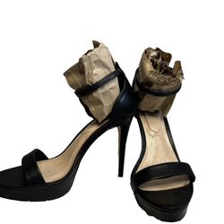 ALDO 8 Madalene Platform Open Toe Black Heels Ankle Strap Shoes