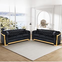 Black Velvet And Gold Sofás