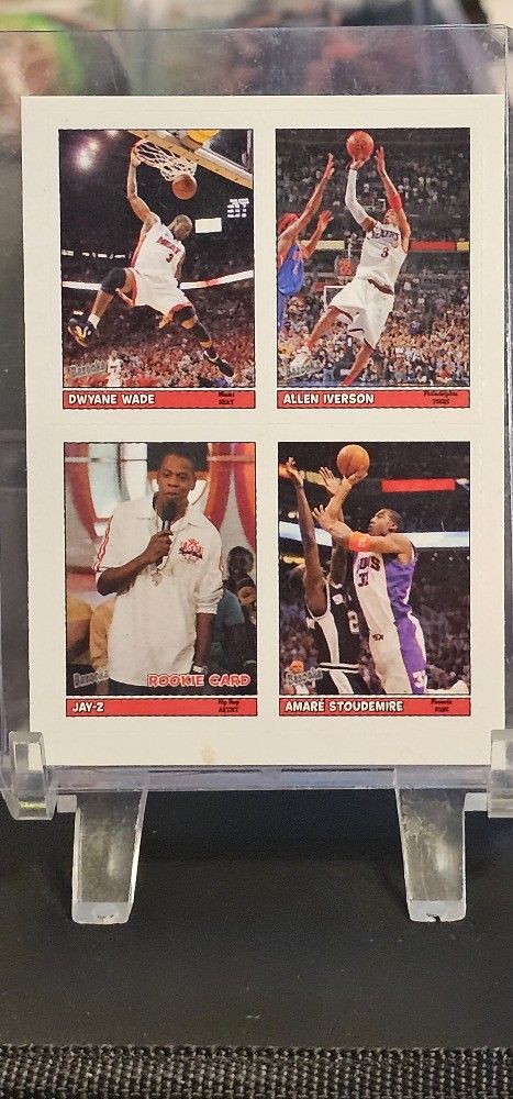 Dwayne Wade, Allen Iverson, Amare Stoudemire & JAY Z rookie Card 4-in-1! Very RARE!