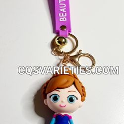 Disney Movie Characters Keychains With Lanyard Anna Olaf Little Mermaid Princess 