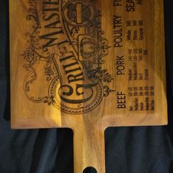 Grill Master Wooden Serving/Chopping Board - Natural Brown