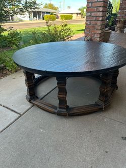 Round Wood Coffee Table With Slate Top