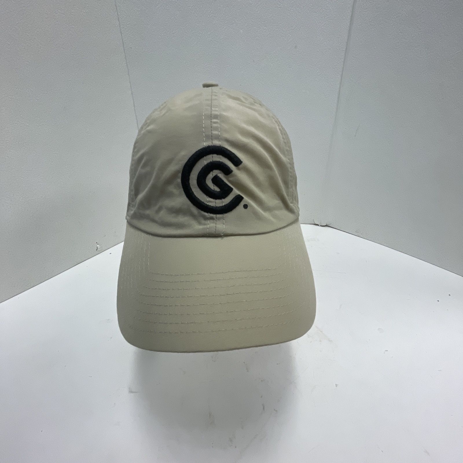 Cleveland Golf StrapBack Hat Adjustable Rain 100% Nylon - Tan / Black Logo
