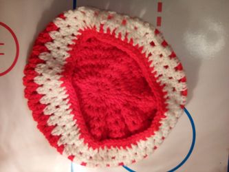Red And White Bottom Crochet Hat